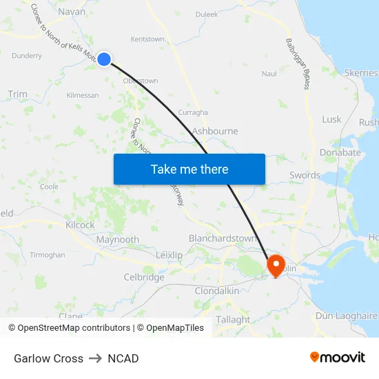 Garlow Cross to NCAD map