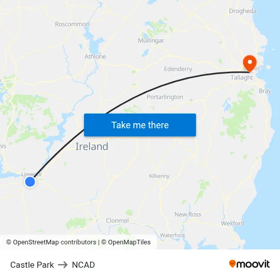 Castle Park to NCAD map