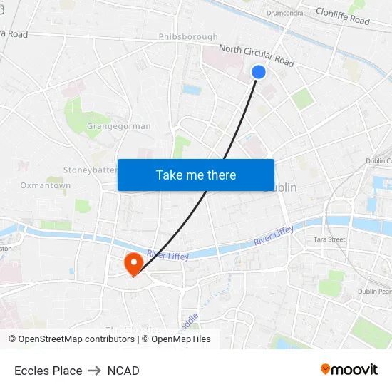 Eccles Place to NCAD map
