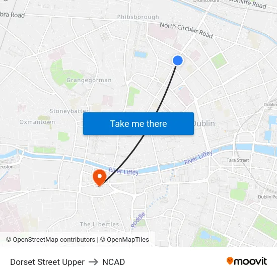 Dorset Street Upper to NCAD map