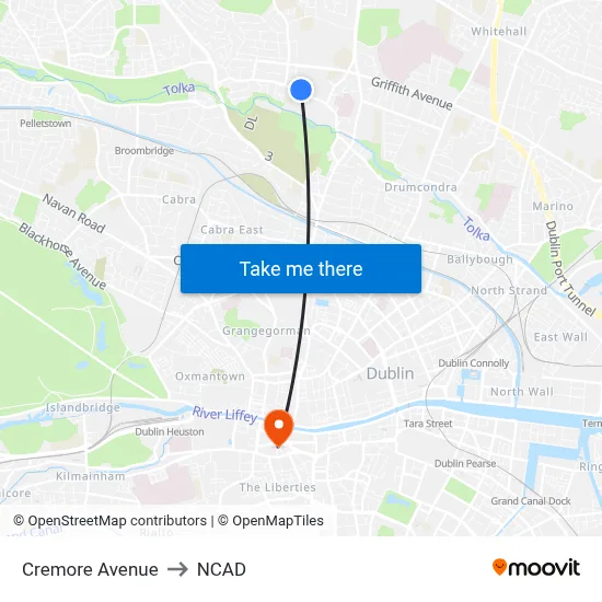 Cremore Avenue to NCAD map