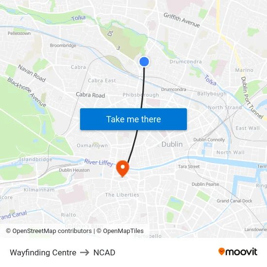 Wayfinding Centre to NCAD map