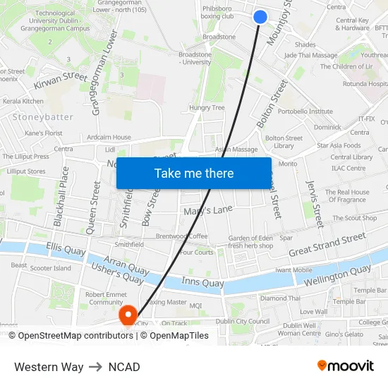 Western Way to NCAD map