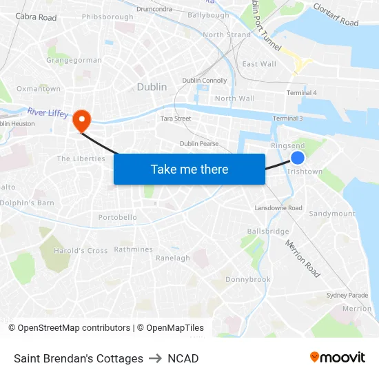 Saint Brendan's Cottages to NCAD map