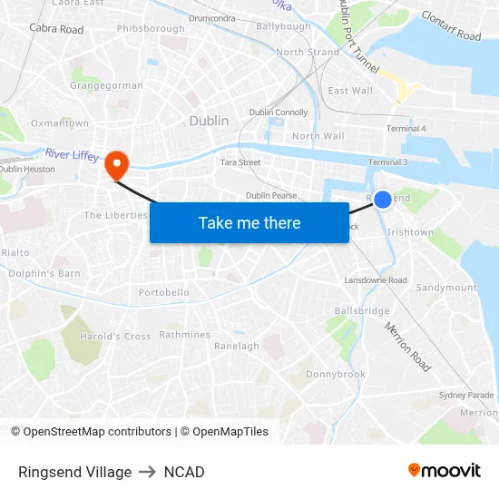 Ringsend Village to NCAD map