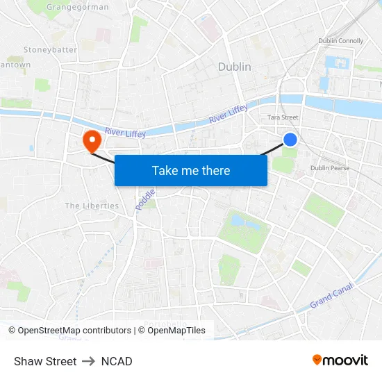 Shaw Street to NCAD map