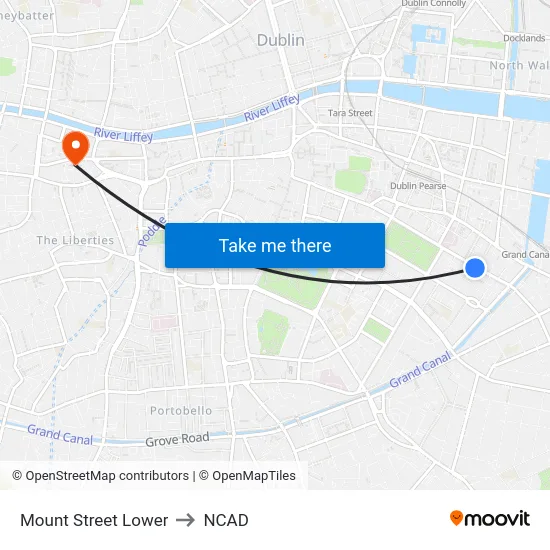 Mount Street Lower to NCAD map