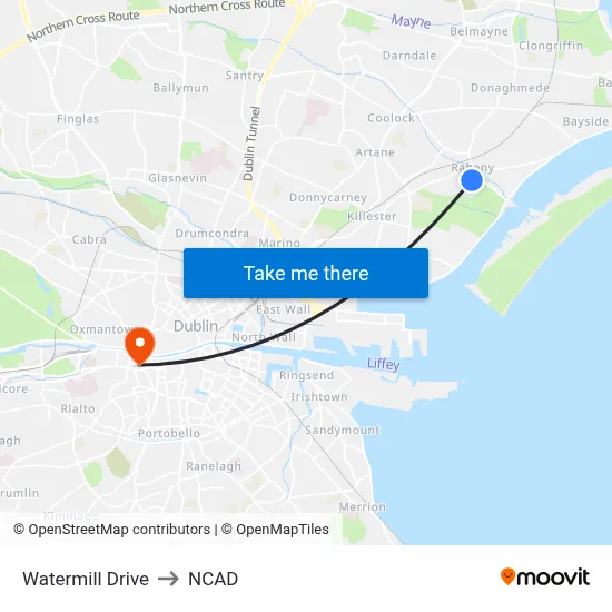 Watermill Drive to NCAD map