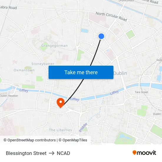 Blessington Street to NCAD map