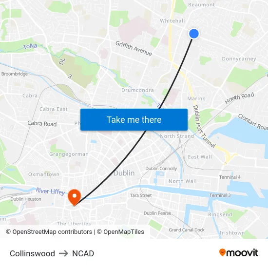 Collinswood to NCAD map