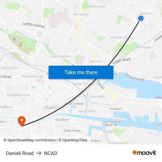 Danieli Road to NCAD map
