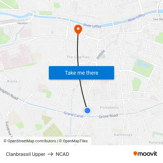 Clanbrassil Upper to NCAD map