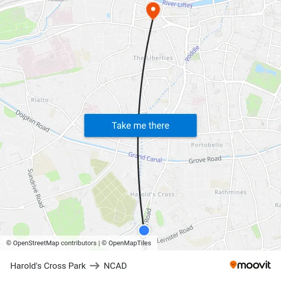 Harold's Cross Village to NCAD map