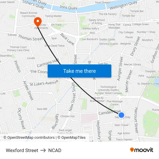 Wexford Street to NCAD map
