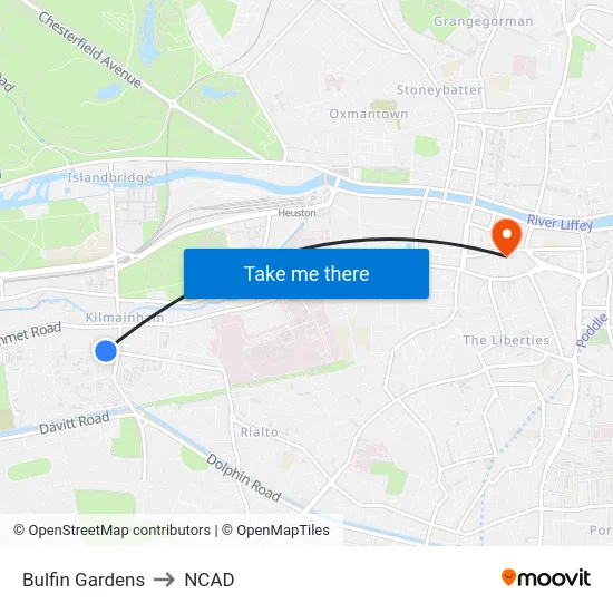 Bulfin Gardens to NCAD map