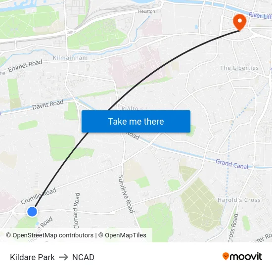 Kildare Park to NCAD map