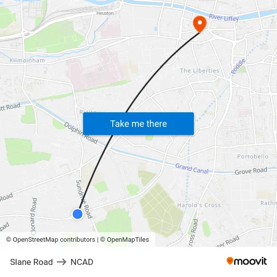 Slane Road to NCAD map