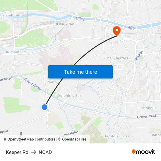 Keeper Rd to NCAD map