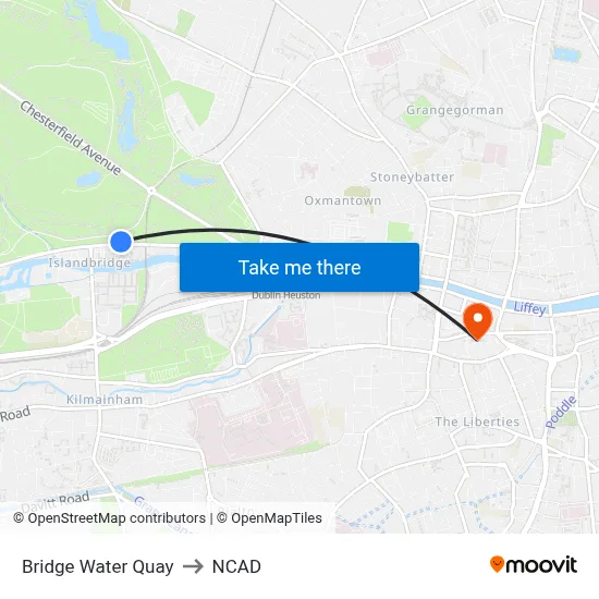 Bridge Water Quay to NCAD map