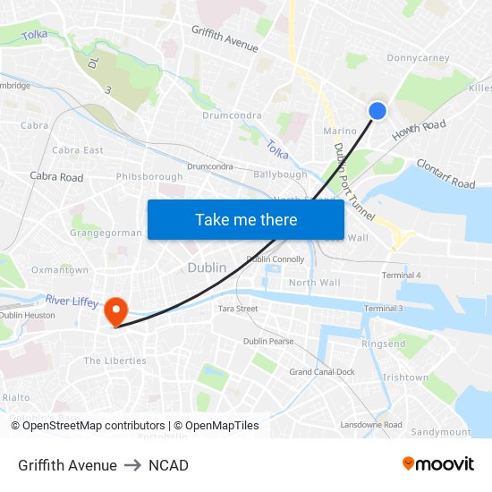 Griffith Avenue to NCAD map