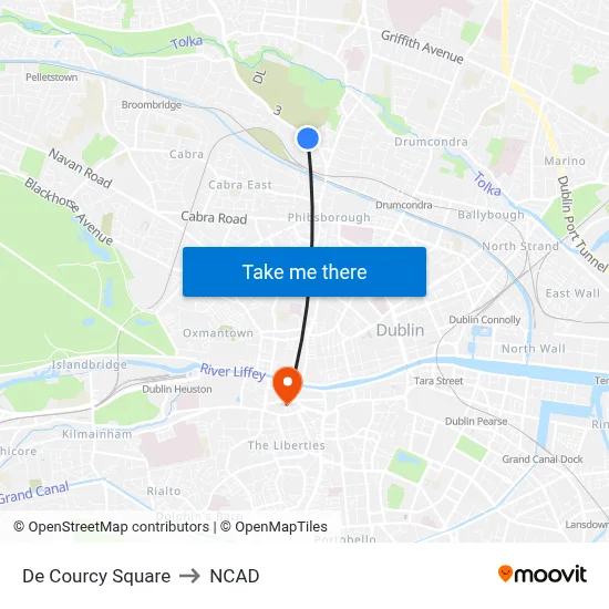 De Courcy Square to NCAD map