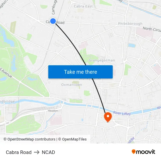 Cabra Road to NCAD map
