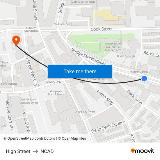 High Street to NCAD map