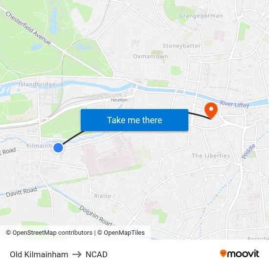 Old Kilmainham to NCAD map