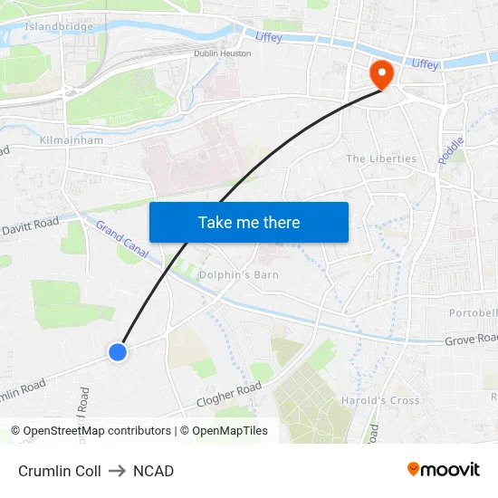 Crumlin Coll to NCAD map