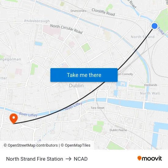 North Strand Fire Station to NCAD map