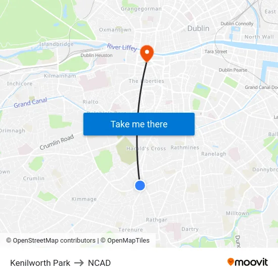 Kenilworth Park to NCAD map