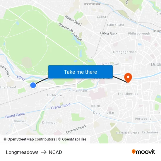 Longmeadows to NCAD map