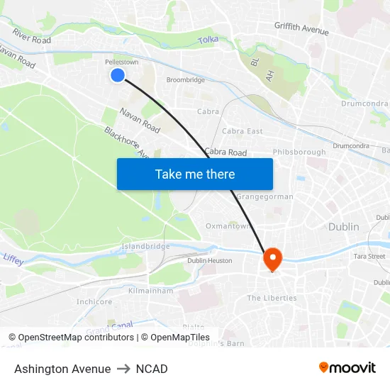 Ashington Avenue to NCAD map
