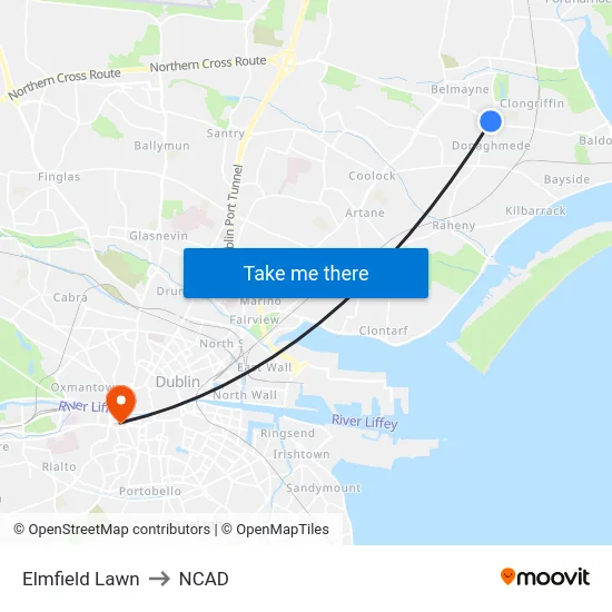 Elmfield Lawn to NCAD map