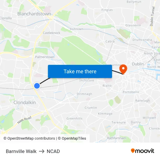 Barnville Walk to NCAD map