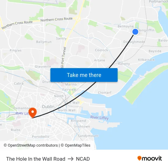 The Hole In the Wall Road to NCAD map