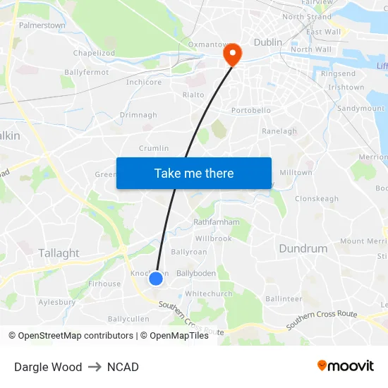 Dargle Wood to NCAD map