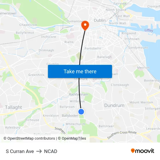 S Curran Ave to NCAD map