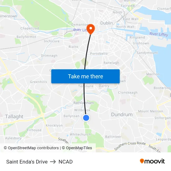 Saint Enda's Drive to NCAD map