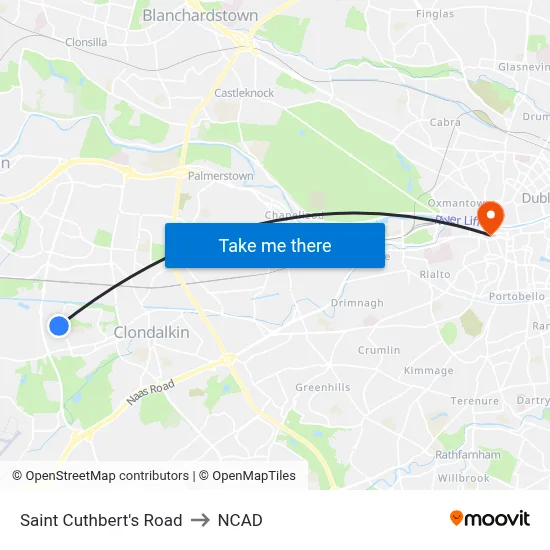 Saint Cuthbert's Road to NCAD map