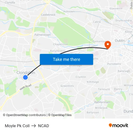 Moyle Pk Coll to NCAD map