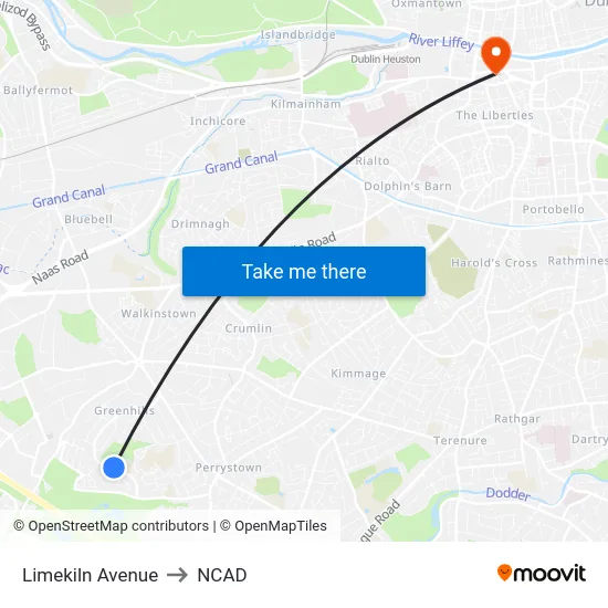 Limekiln Avenue to NCAD map