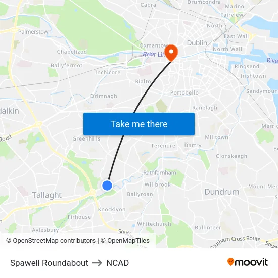 Spawell Roundabout to NCAD map
