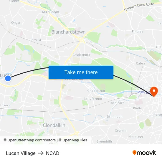 Lucan Village to NCAD map