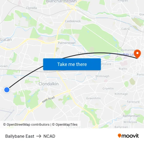Ballybane East to NCAD map