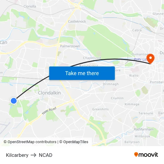 Kilcarbery to NCAD map