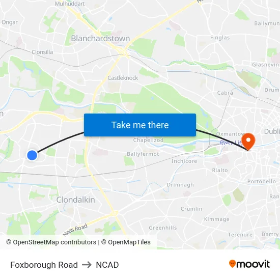 Foxborough Road to NCAD map