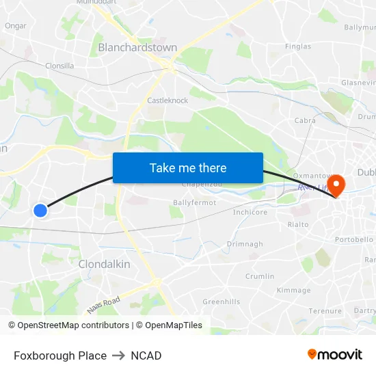 Foxborough Place to NCAD map