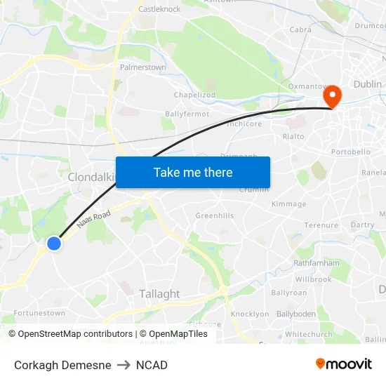 Corkagh Demesne to NCAD map