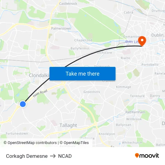 Corkagh Demesne to NCAD map